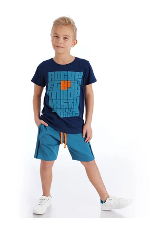 Mushi Boys Navy Blue Alphabet Shorts Set