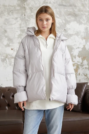 InStyle Monika Short Coat with Gathered Sleeves - White