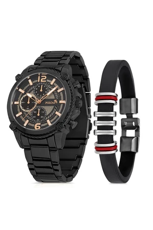 Polo Air Metal Strap Sports Men's Wristwatch Bracelet Combination Black