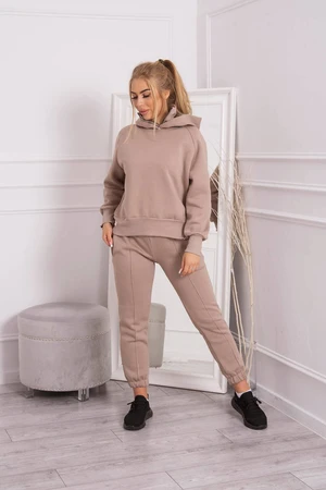 Insulated set with turtleneck and hood dark beige