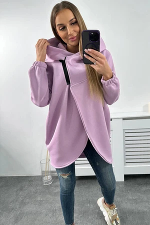 Sweatshirt with short zipper light purple