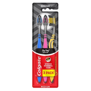 COLGATE Zubní kartáček  ZIG ZAG Charcoal Medium 3 ks