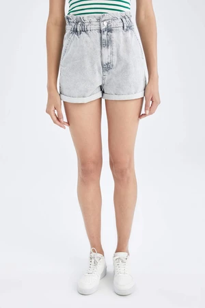 DEFACTO Paperbag Fit High Waist Mini Jean Shorts