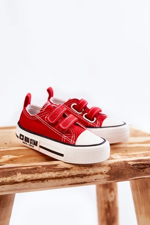 Kids fabric sneakers with Velcro BIG STAR KK374076 Red
