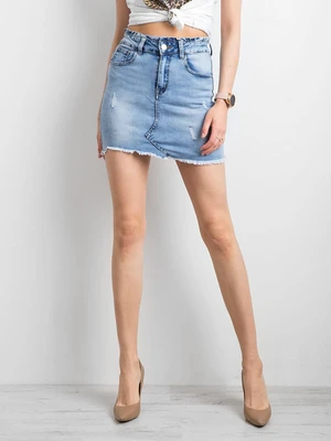 Women's blue denim miniskirt