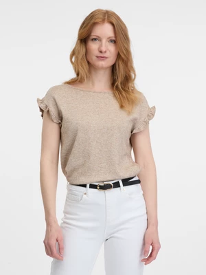 Orsay Světle hnědé dámské žíhané tričko - Dámské