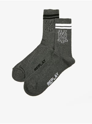 Set of two pairs of men's socks in dark gray Replay