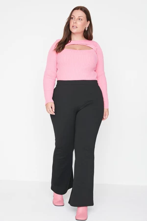 Trendyol Curve Black High Waist Flare Knitted Trousers