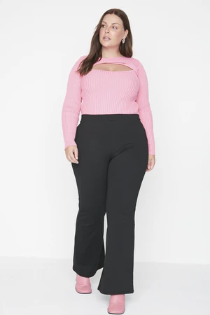 Trendyol Curve Black High Waist Flare Knitted Trousers