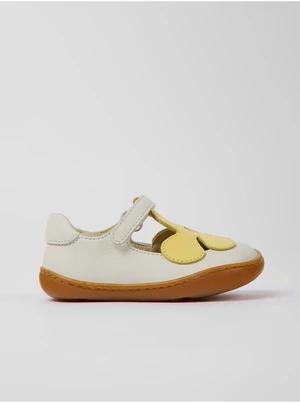 Yellow-white girly leather ballerinas Camper - Girls