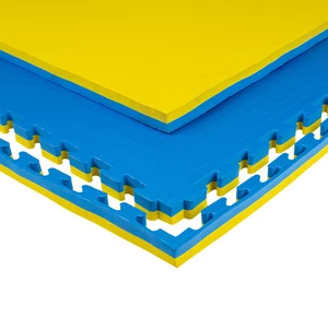 Puzzle tatami podložka inSPORTline Malmeida 100x100x4 cm  modro-žlutá