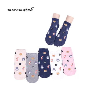 Morematch 1 Pair Women College Style Sock Cartoon Character Totoro Cotton Socks Leisure Socks 5 Colors Optional
