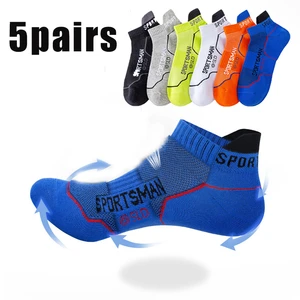 5pairs Summer Mesh Sport Socks for Men Sweat Absorbent Breathable Ankle Socks High Quality Cotton Running Cycling Low Tube Socks