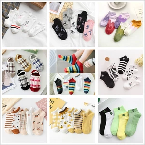 5 Pairs/Lot Korean Fashion Fruits Cats Funny Candy Color Cartoon Women Short Ankle Socks Lovely Girls Dress Cute Sox Summer