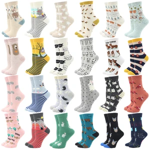 2023 Women Socks Cartoon Animal Cute Printing Kawaii Calcetines Haraujuku Funny Pig Dog Penguin Colorful Sock Rabbit Lion