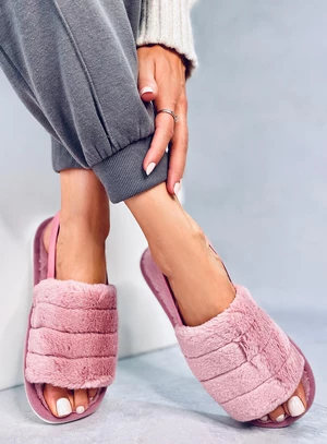 Růžové dámské pantofle s gumou