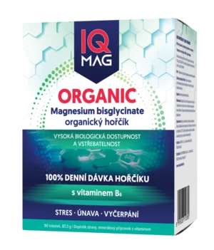 IQ Mag ORGANIC Magnesium 375 mg + vitamín B6 90 tobolek