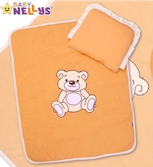 Baby Nellys 2-dílná sada do kočárku jersey Medvídek Teddy bear - broskvová