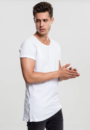 White T-shirt with long side zipper