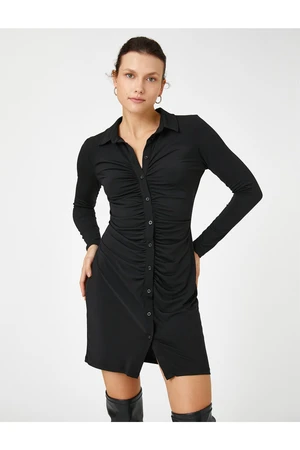 Koton Shirt Dress With Draped Slim Fit