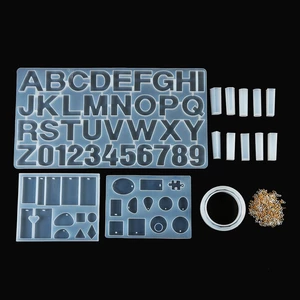 214PCS Silicone Epoxy Resin Casting Mold Kit Jewelry Pendant Making DIY Mould Craft