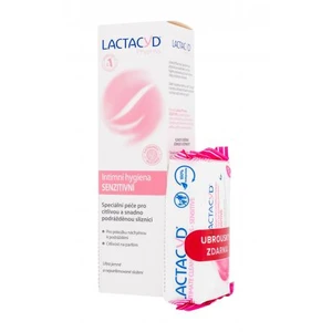 Lactacyd Pharma Sensitive darčeková kazeta intímny čistiaci gél Pharma Sensitive 250 ml + utierky na intímnu hygienu Pharma Sensitive 15 ks pre ženy