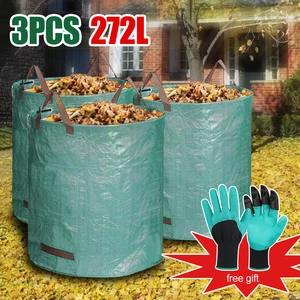 3Pcs 272L Garden Waste Bag Reusable Waterproof Refuse Sack for Leaves Grass Bin