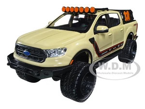 2019 Ford Ranger Lariat FX4 Pickup Truck Sand Tan with Stripes "Off Road" Series 1/27 Diecast Model Car by Maisto