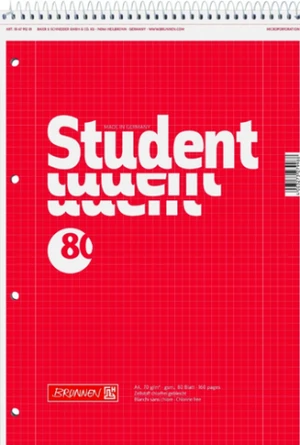 Student blok A4 70g pro leváky,čtver.,spirála, 80 listů