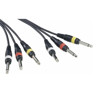 Paccs Triple-Line jack konektory prepojovací kábel [3x jack zástrčka 6,35 mm - 3x jack zástrčka 6,35 mm] 1.50 m čierna