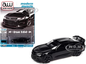2019 Chevrolet Camaro Nickey ZL1 1LE Black with Matt Black Hood and Stripes "Modern Muscle" Limited Edition to 14910 pieces Worldwide 1/64 Diecast Mo