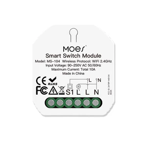 MoesHouse MS-104N Smart Wifi Switch Module On/Off Relay App Remote Control 1 Gang 2-Way Tuya Smart Home Wireless Control