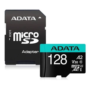 Pamäťová karta ADATA Premier Pro MicroSDXC 128GB (100R/80W) + adaptér (AUSDX128GUI3V30SA2-RA1) pamäťová karta • typ microSDXC • kapacita 128 GB • odol