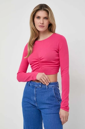 Tričko s dlouhým rukávem Liviana Conti růžová barva, F4SA05