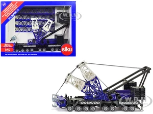 Heavy Mobile Crane Blue and Black with Extenders and Lifting Block 1/55 Diecast Models by Siku