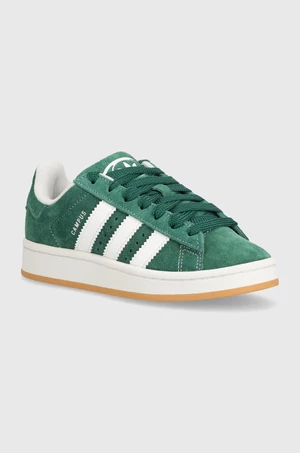 Semišové tenisky adidas Originals Campus 00s J zelená farba, IH7492