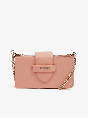 Light pink women's crossbody handbag Guess Card Case On Chain - Women