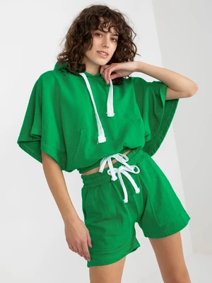 Green summer basic tracksuit with short sweatshirt