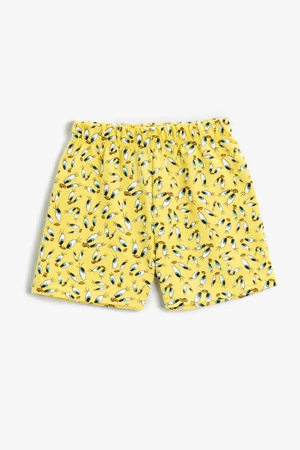 Koton Girls' Yellow Patterned Shorts &; Bermuda