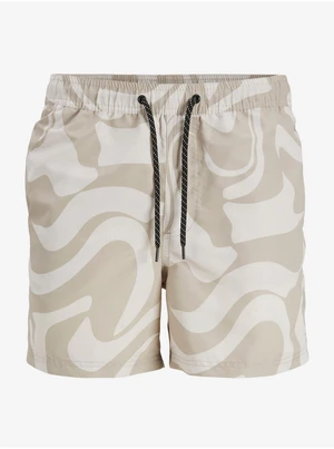 Beige Mens Patterned Swimwear Jack & Jones Fiji - Men