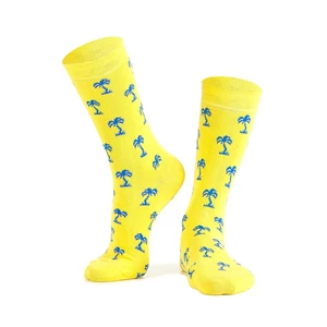 Yellow women's socks with palm trees