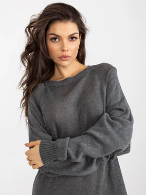 Dark gray knitted dress with long sleeves