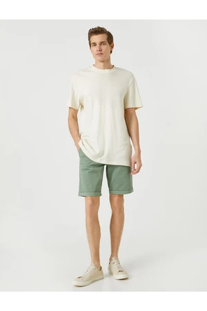 Koton Basic Bermuda Cotton Shorts with Pockets and Buttons.