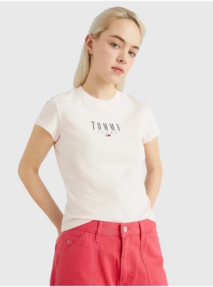 Světle růžové dámské tričko Tommy Jeans Essential - Dámské