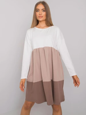 RUE PARIS Beige cotton dress with dark beige color