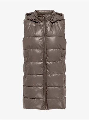 Women's Brown Quilted Faux Leather Vest ONLY New Anja - Women