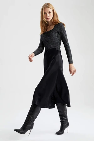 DEFACTO A Cut Satin Normal Waist Midi Skirt
