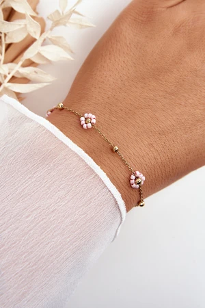 Bracelet with rose gold flowers