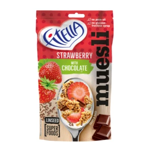 FITELLA Jahodové muesli s lněným semínkem a čokoládou 50 g