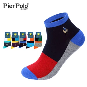 New Arrival PIER POLO Summer Socks Brand Cotton Socks Casual Ankle Socks Breathable Embroidery Socks Men 5Pairs/lot